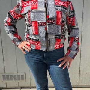 Red Vintage Gen X 1980s Lightweight Bomber Jacket Med Kensington Square